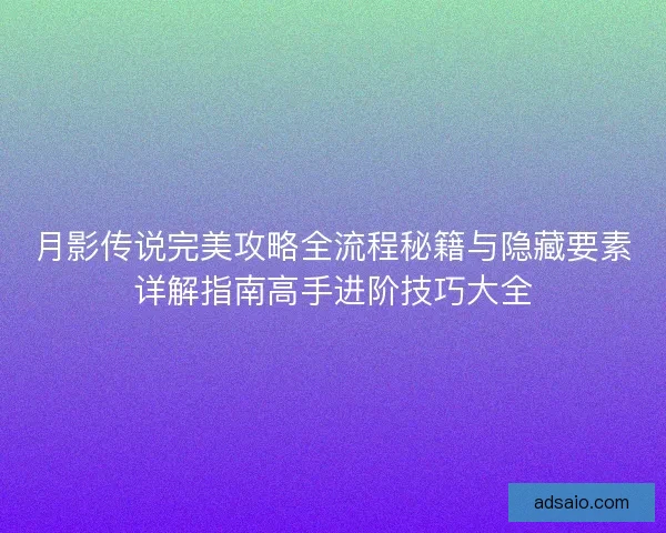 月影传说完美攻略全流程秘籍与隐藏要素详解指南高手进阶技巧大全